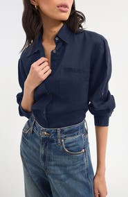 Veronica Beard Gil Linen Button-Up Shirt