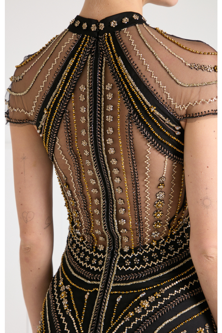 Serayha Gown, Alternate, color, Black/Gold