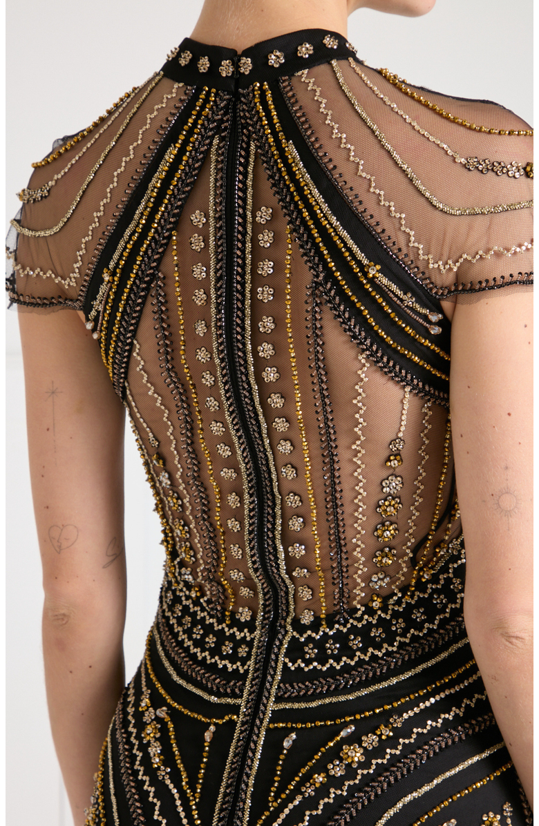 Temperley London Serayha Gown, Alternate, color, Black/Gold