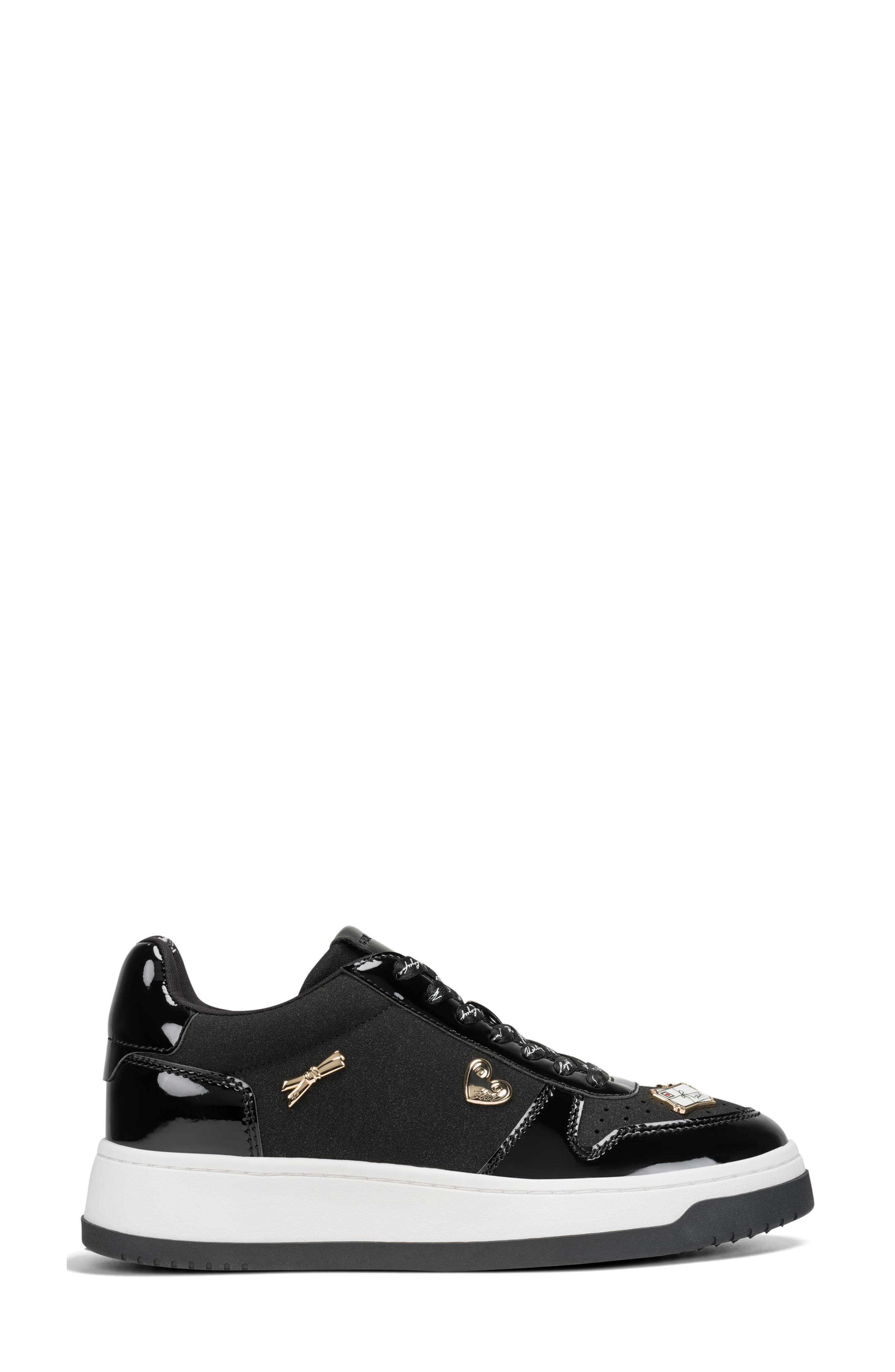 Channing Embellished Lace-Up Platform Sneaker, Alternate, color, BLACK