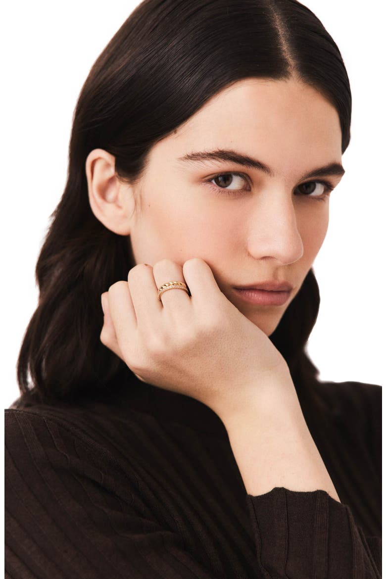 Twisted gold rhinestone ring, Alternate, color, Gold