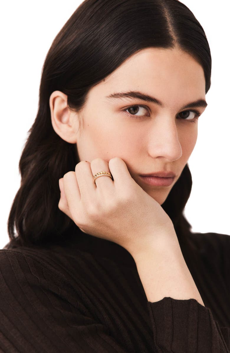 maje Twisted gold rhinestone ring, Alternate, color, Gold