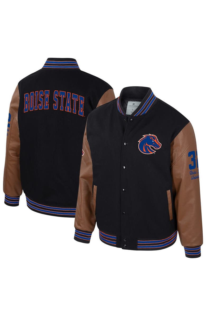COLOSSEUM Men's Colosseum  Black Boise State Broncos Letterman Full-Snap Varsity Jacket, Main, color, 