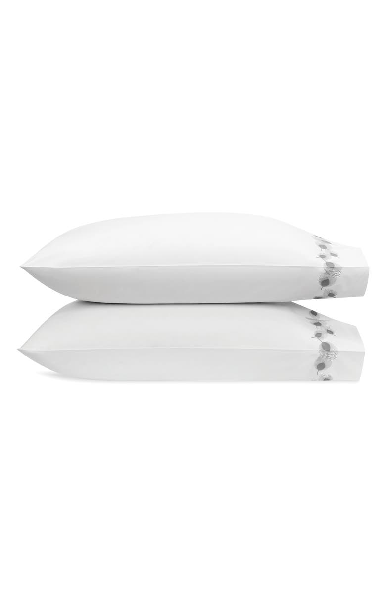 Matouk Feather Set of 2 Pillowcases, Main, color, Platinum