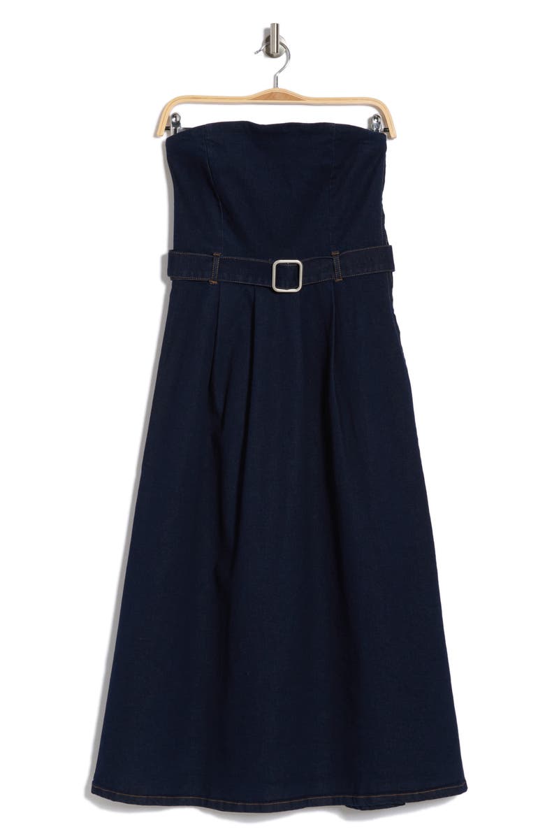 Steve Madden Strapless Belted Denim Midi Dress, Alternate, color,