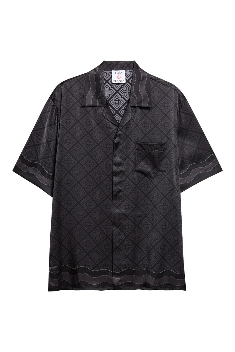 Monogram Print Silk Shorts, Main, color, MONOGRAM BLACK