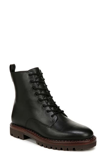 Vince Cabria Lug-sole Leather Water-repellant Combat Boots In Black/brown