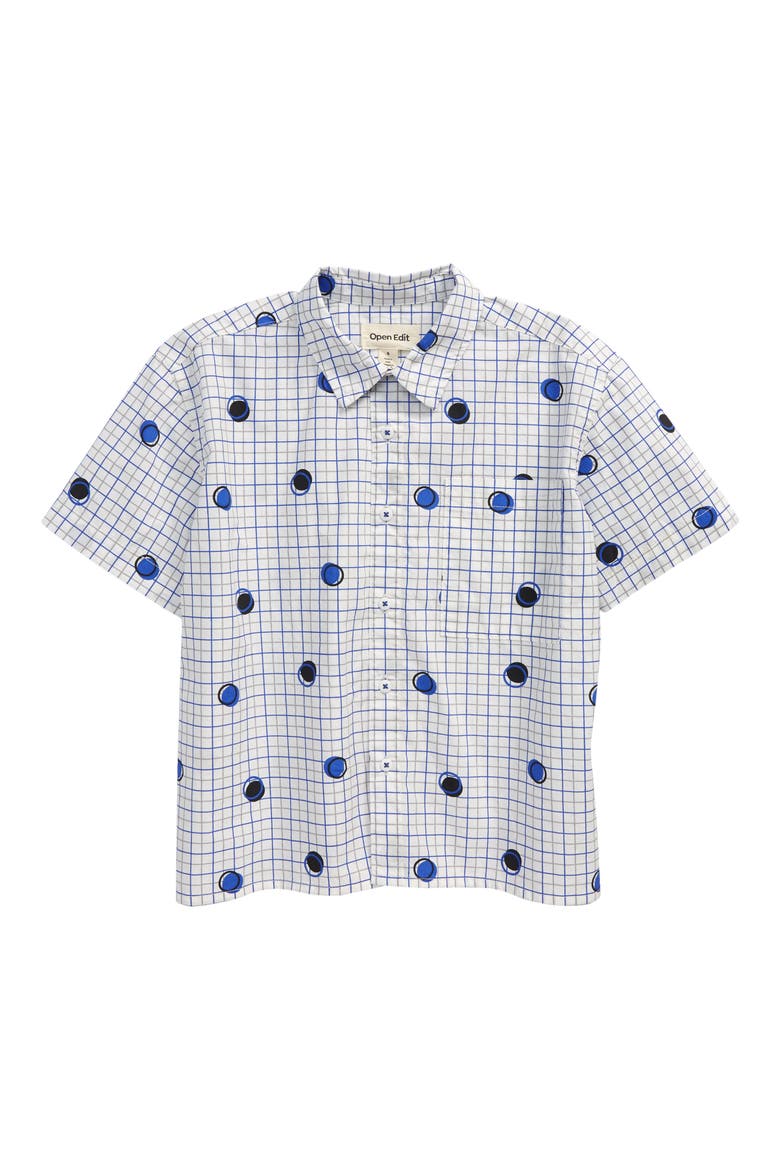 Kids' Print Camp Shirt, Main, color, IVORY CLOUD GRID DOT