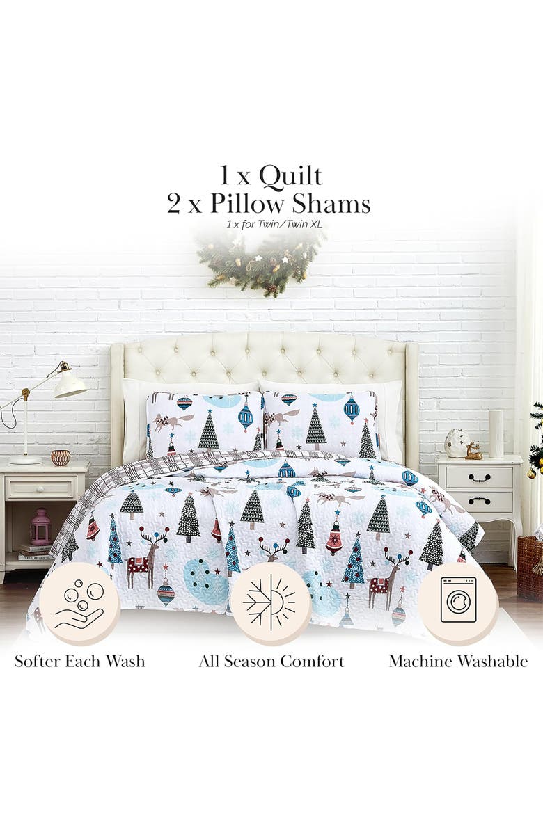 SOUTHSHORE FINE LINENS Winter Wonderland Oversized Holiday Quilt Set, Alternate, color, Winter Wonderland
