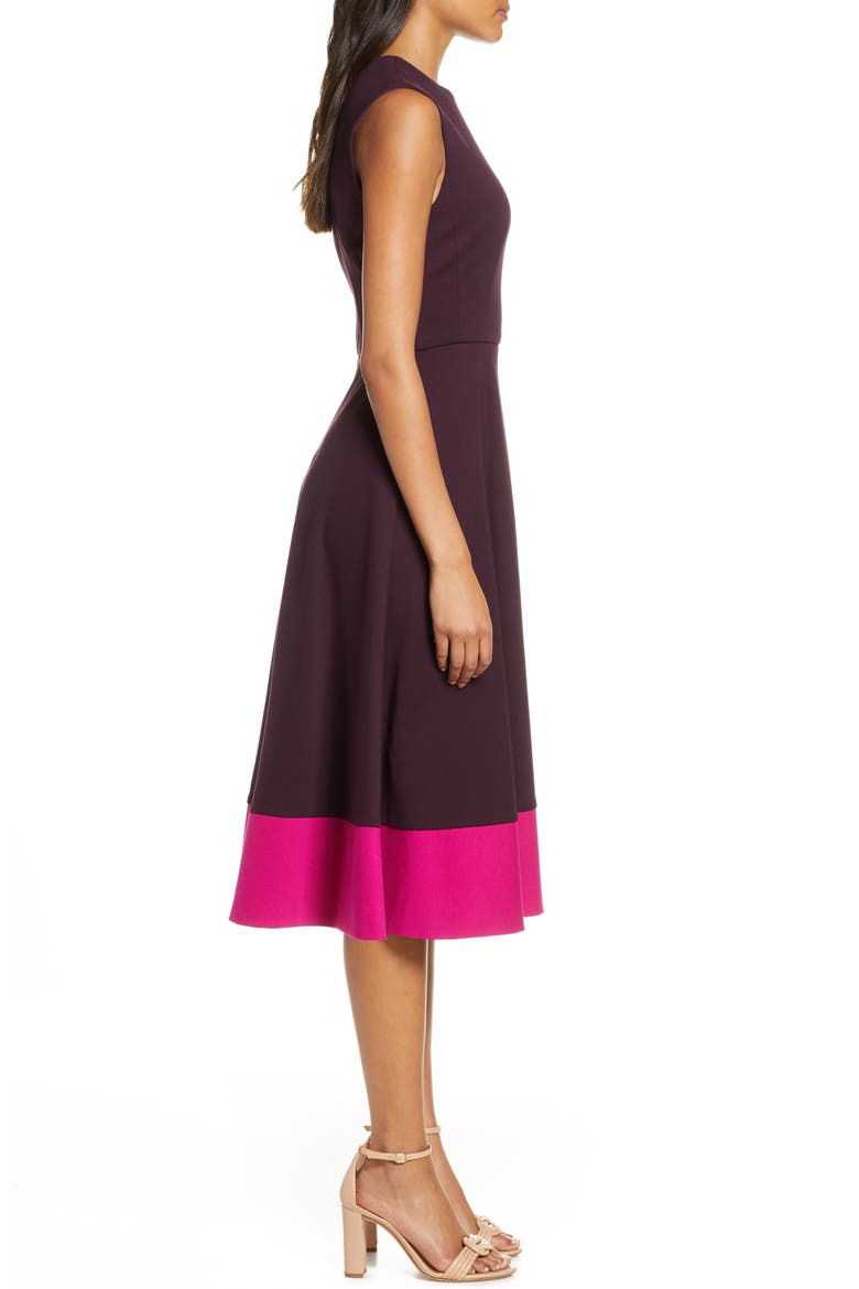Contrast Hem Sleeveless Midi Dress, Alternate, color, MAROON