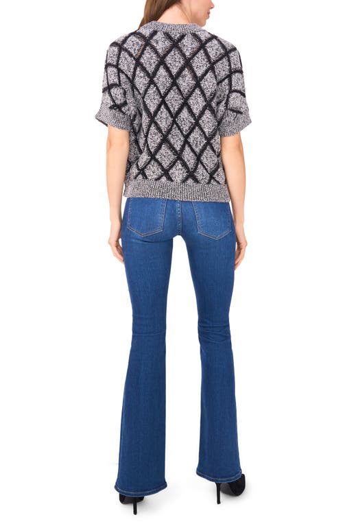 Halogenr Halogen(r) Short Sleeve Diamond Stitch Sweater In Gray