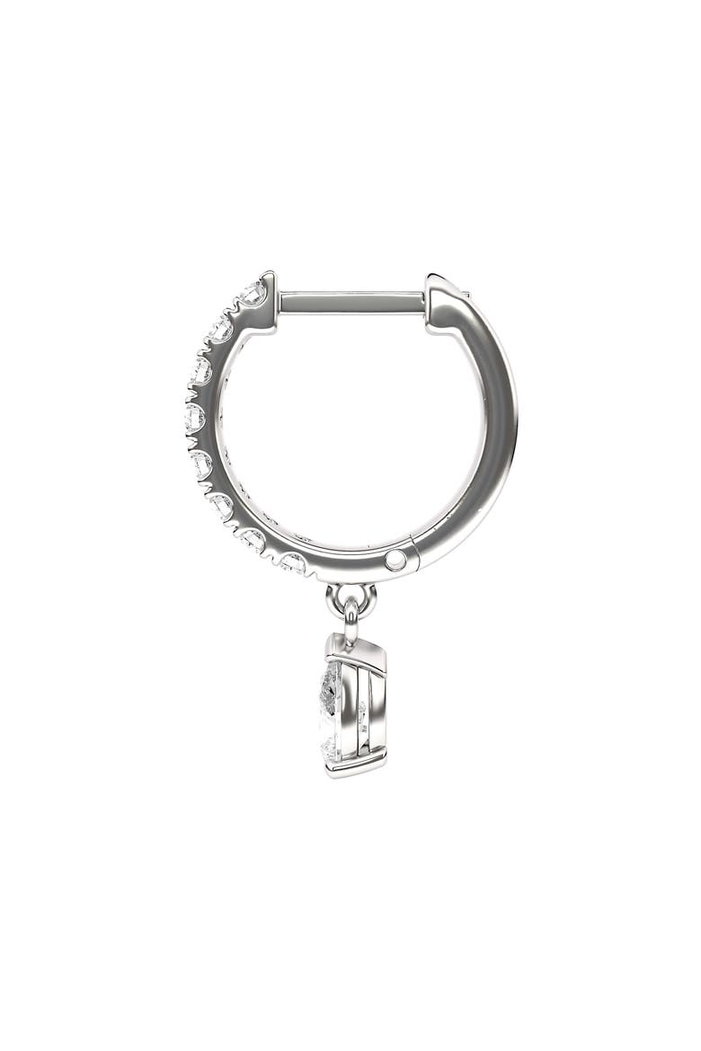 Lab Created Diamond Drop Huggie Hoop Earrings, Alternate, color, 18K WHITE GOLD
