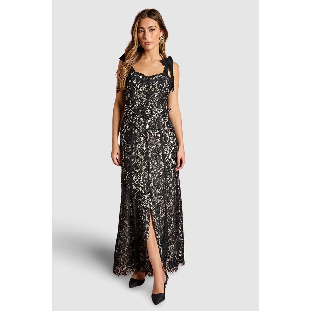 Coast Lace Bow Shoulder Maxi Dress In Black