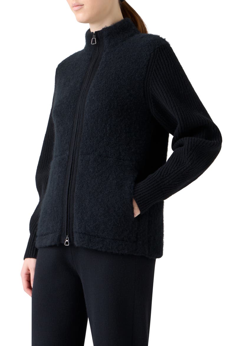 Cashmere Bouclé Sweater Jacket, Alternate, color, BLACK
