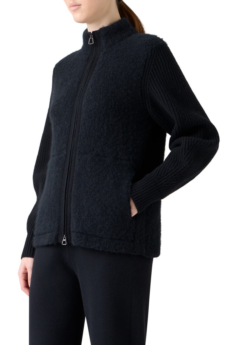 Akris Cashmere Bouclé Sweater Jacket, Alternate, color, Black