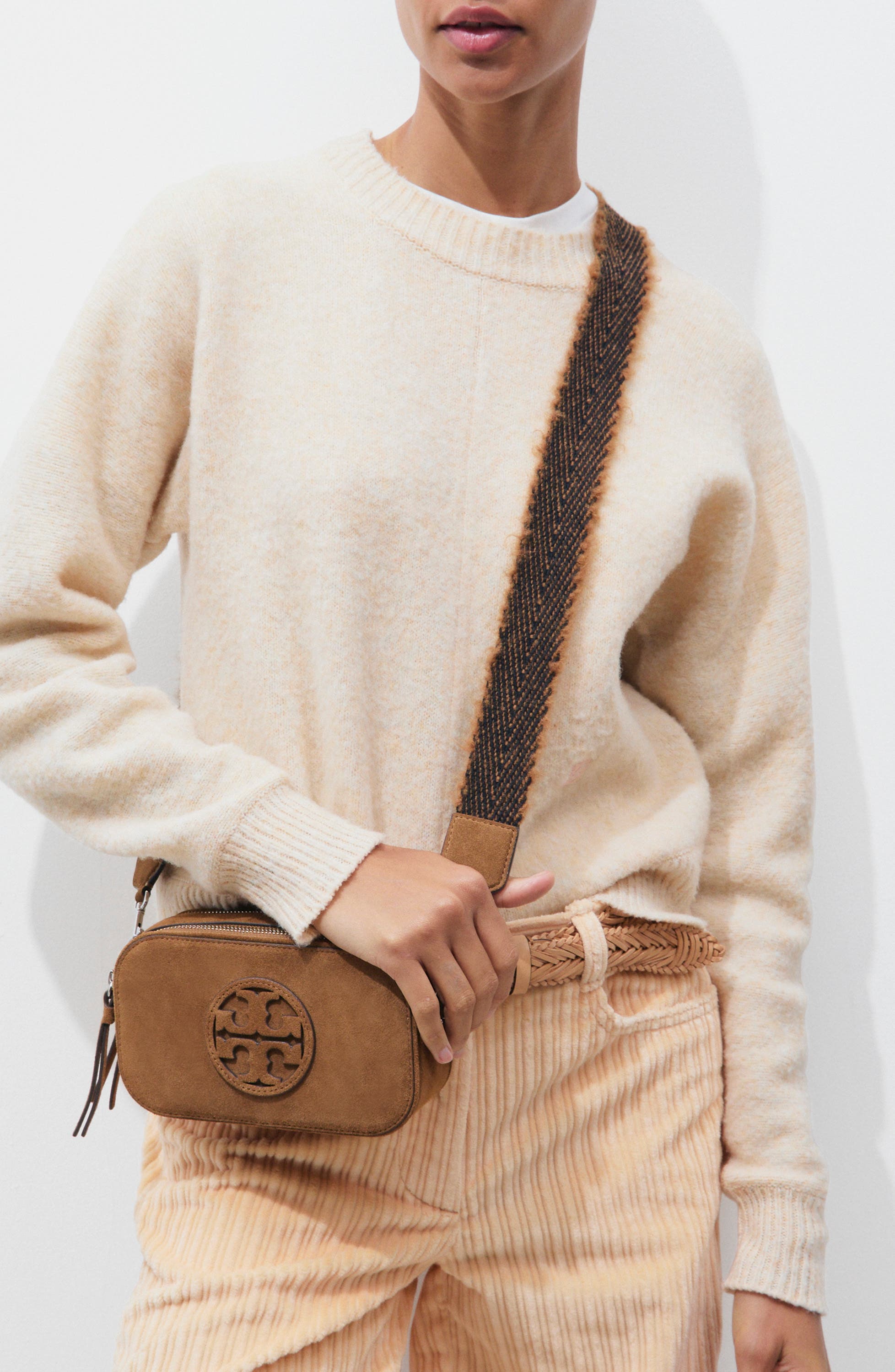 Miller Mini Suede Crossbody Bag, Alternate, color, TOFFEE