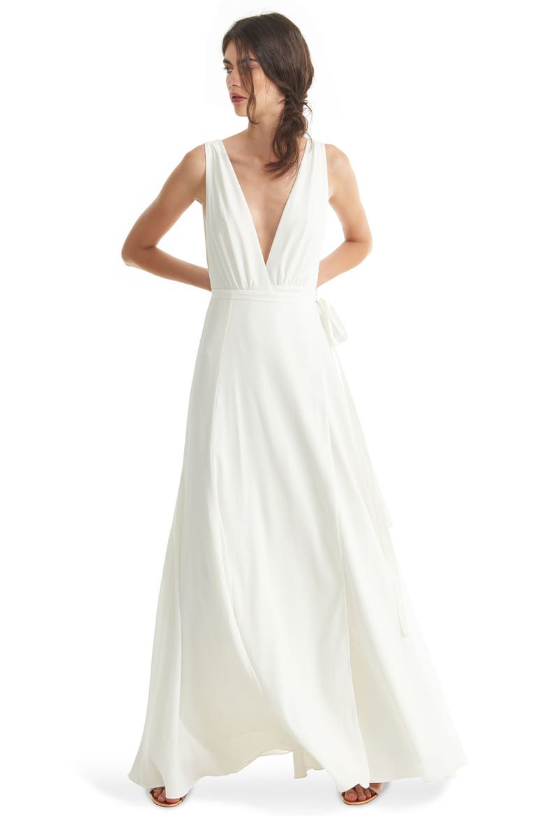 Jagger Plunging Wrap Dress (Nordstrom Exclusive), Alternate, color, WHITE