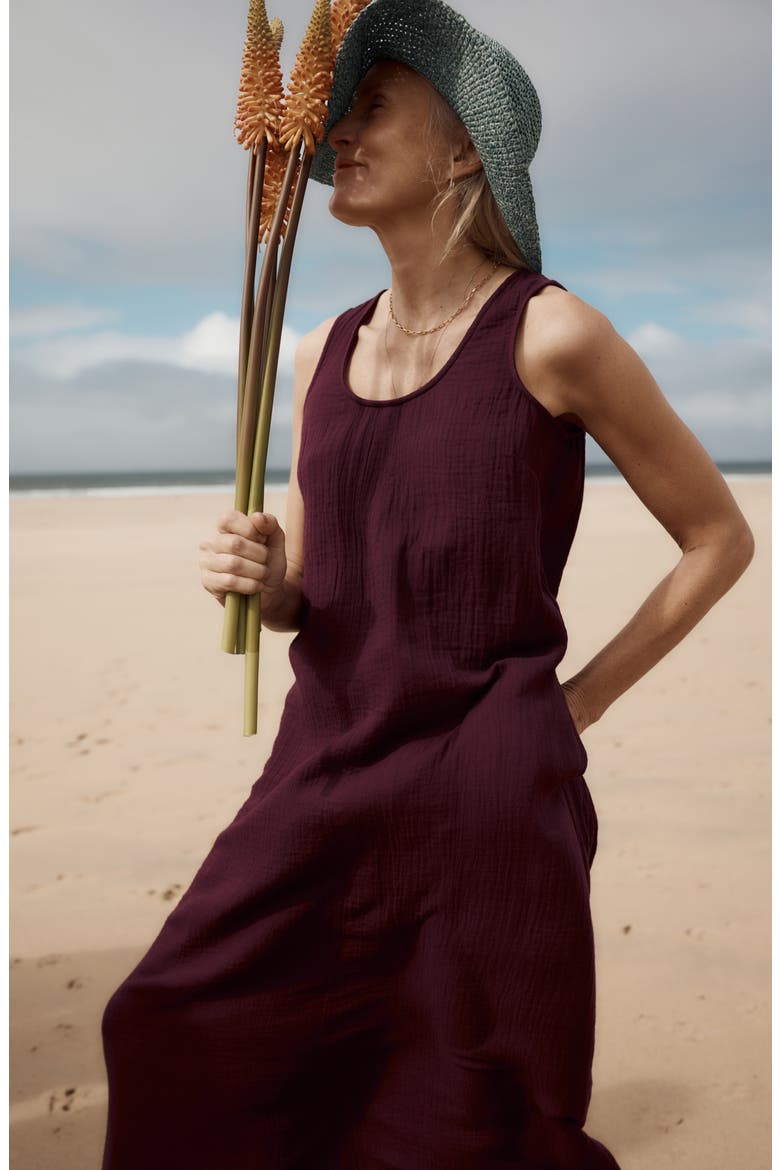 Helleborne Sleeveless Organic Cotton Dress, Alternate, color, CACAO