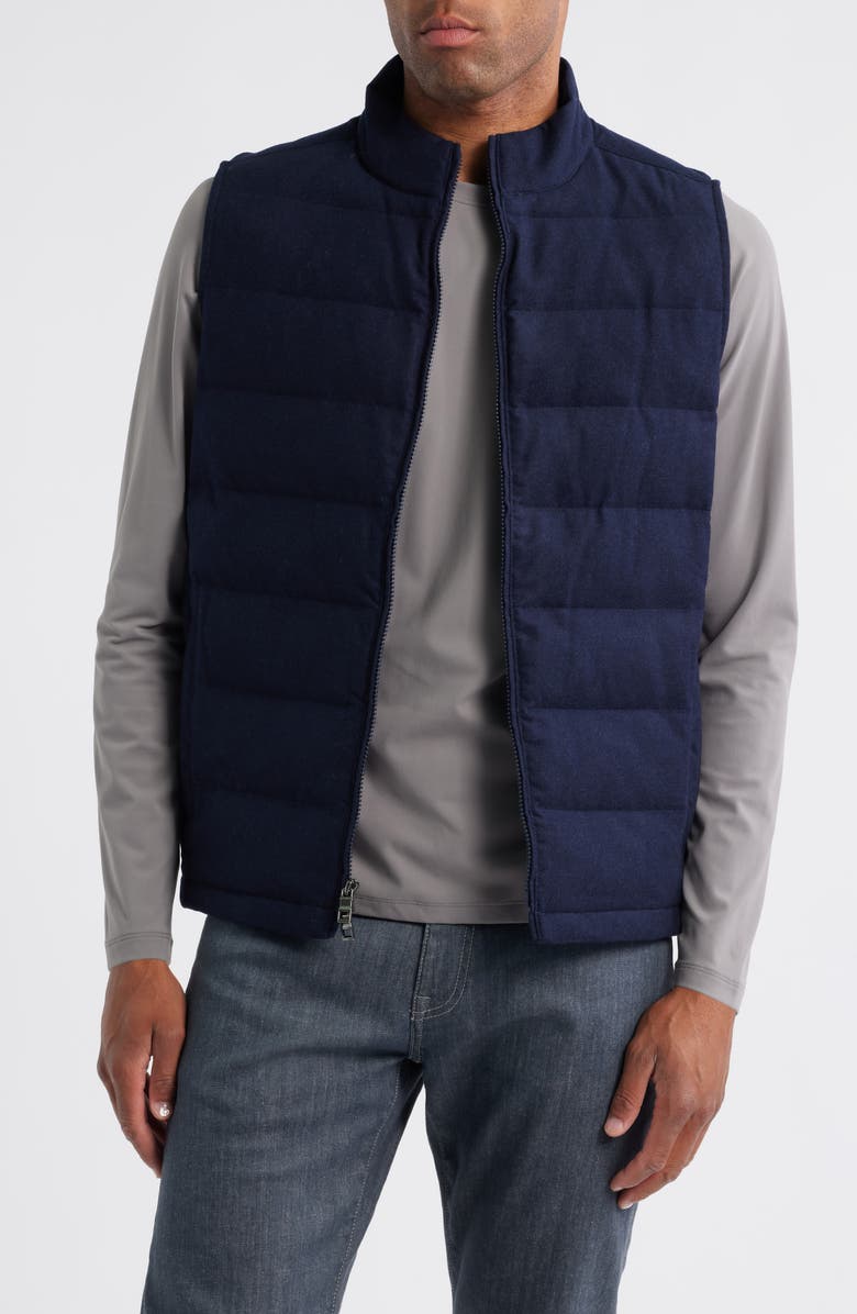 Peter Millar Davos Quilted Wool Flannel Vest, Main, color, Navy