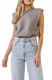 Endless Rose Padded Shoulder Sleeveless Sweatshirt