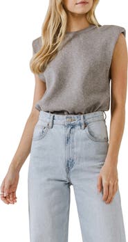 Endless Rose Padded Shoulder Sleeveless Sweatshirt