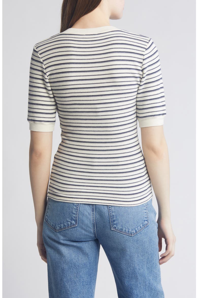 Reeve Lace Up Cotton Knit Top, Alternate, color, FREEHAND STRIPE