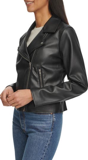 Shrunken Faux Leather Moto Jacket