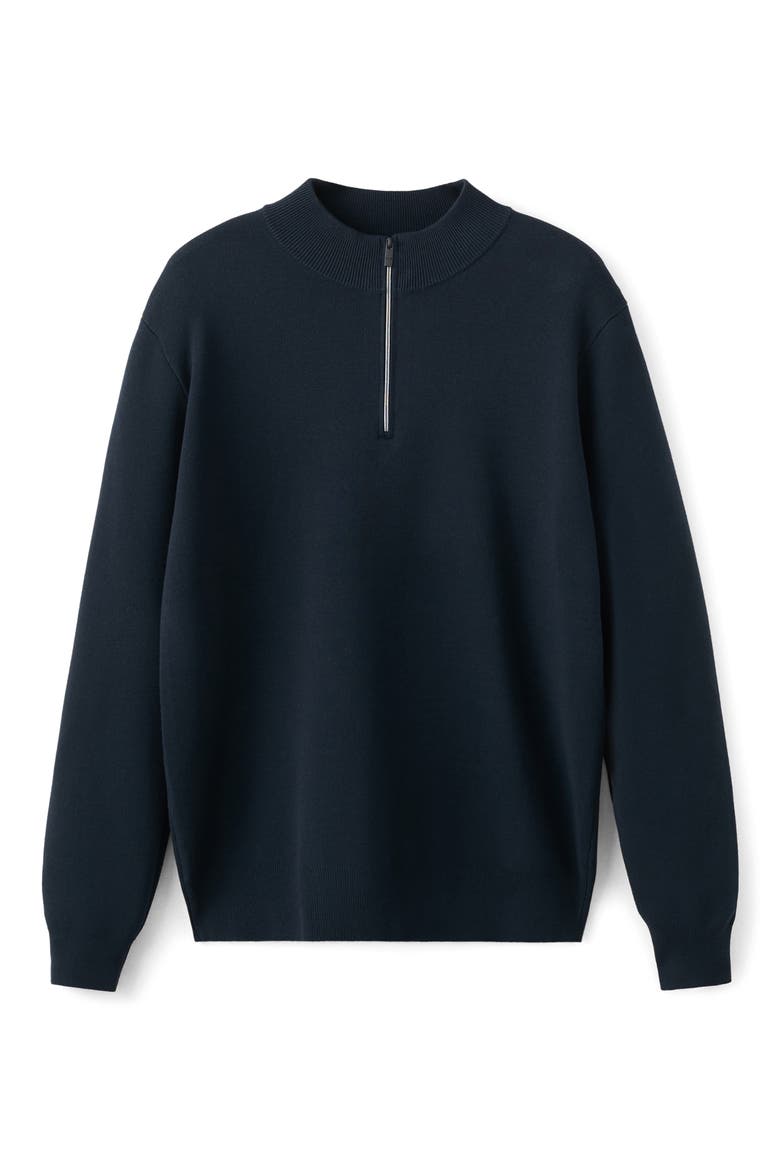 Comfort Quarter Zip Sweater, Alternate, color, NAVY