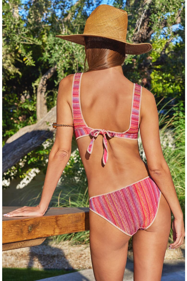 Rainbow Sunset Stripe Hipster Bikini Bottoms, Alternate, color, PINK MULTI