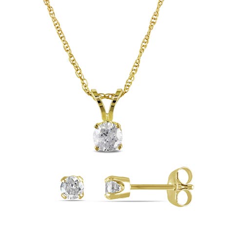 2-Piece Set Diamond Solitaire Necklace & Earrings 14k