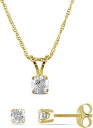 Julianna B. 2-Piece Set Diamond Solitaire Necklace & Earrings 14k