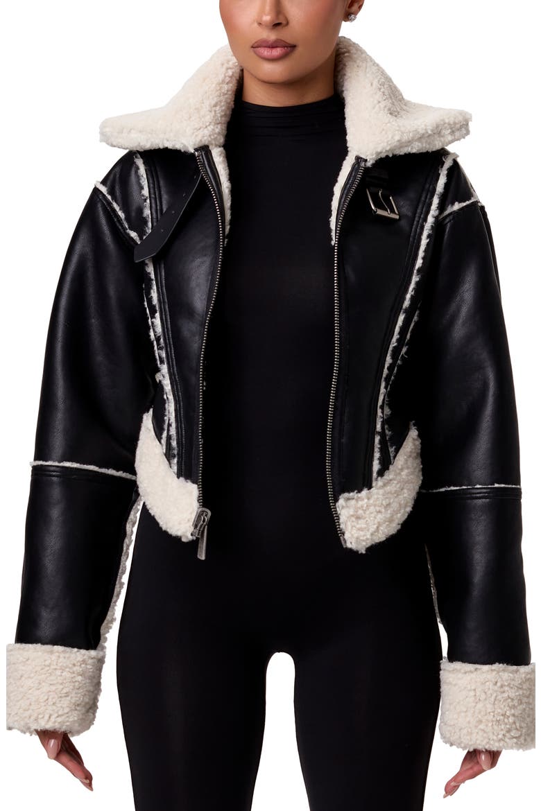 Reversible Faux Shearling Jacket, Alternate, color, CREAM