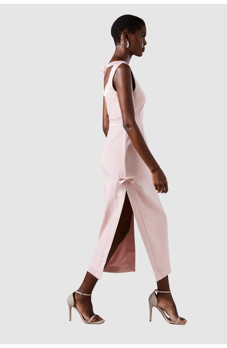 Coast Bow Detail Round Neck Midaxi Dress, Alternate, color, Pink