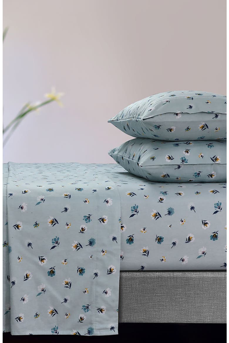 Floryn Cotton Flannel Sheet Set, Main, color, LIGHT BLUE