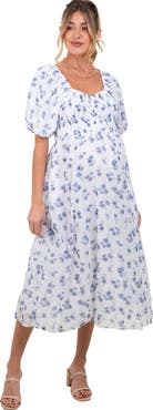 PinkBlush Floral Smocked Bodice Midi Dress