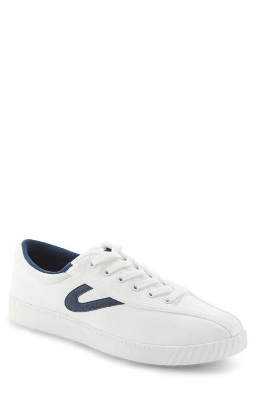 Tretorn Nylite Plus Canvas Sneaker in White/Navy 