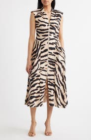 Vince Camuto Abstract Animal Print Cocktail Midi Dress