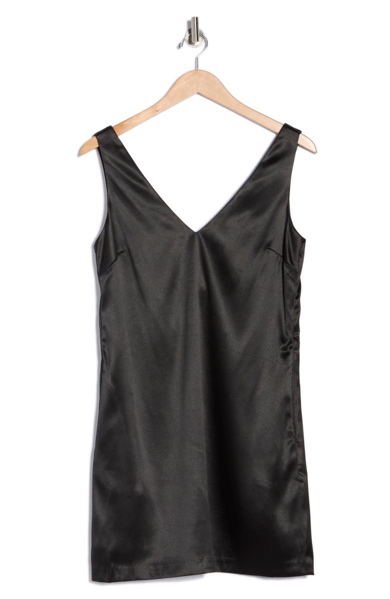 WAYF Bow Satin Minidress, Alternate, color, Black