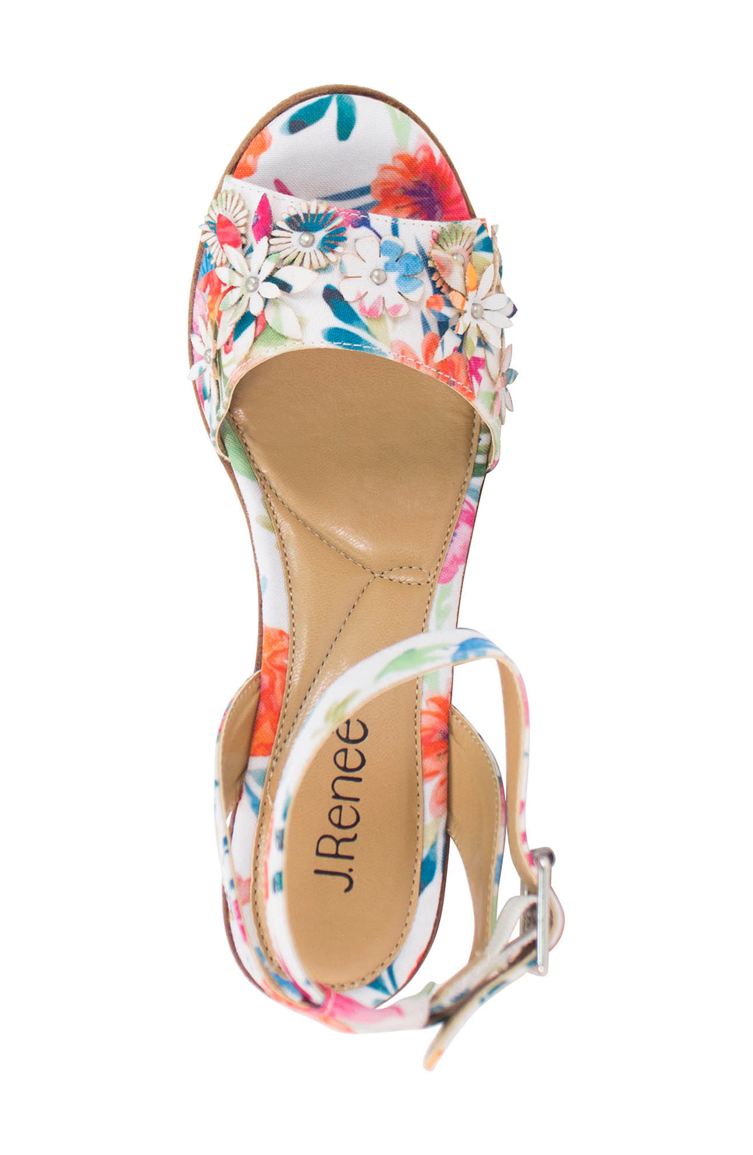 Alawna Wedge Sandal, Alternate, color, WHITE/ MULTI FABRIC