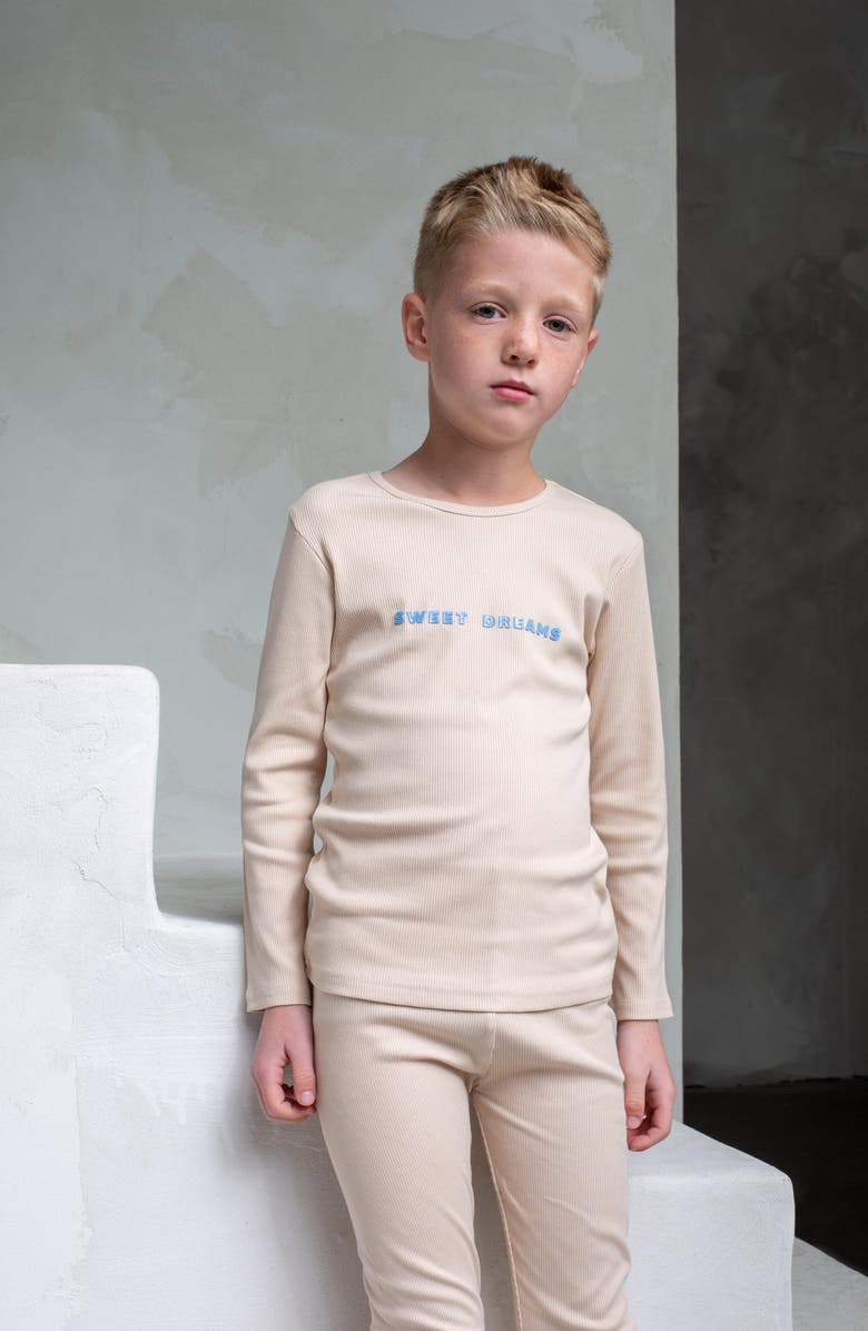 NoggiWear Sweet Dreams Loungewear Set, Alternate, color, Beige / Light Blue