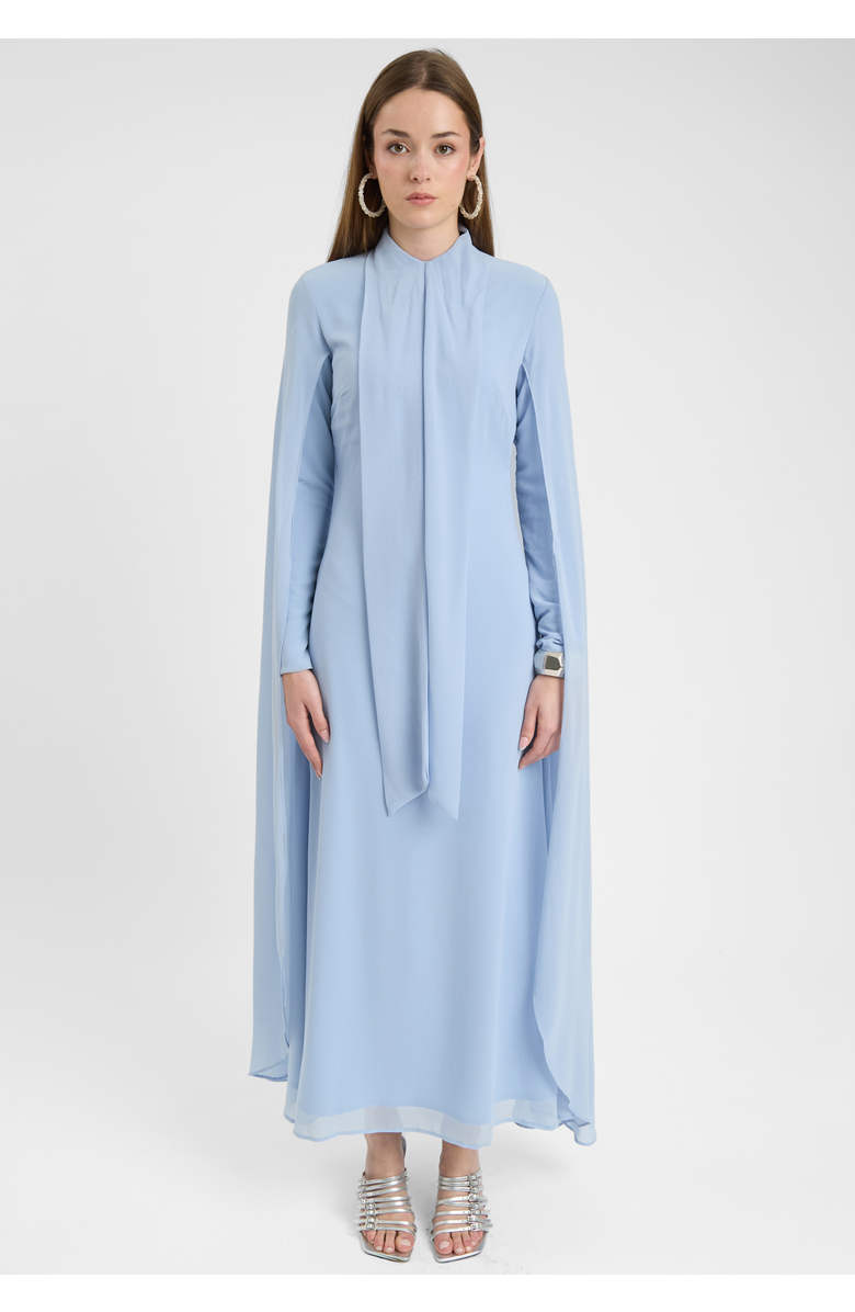 MARYISA Modest Chiffon Dress Maxi With Cape Style, Main, color, Blue