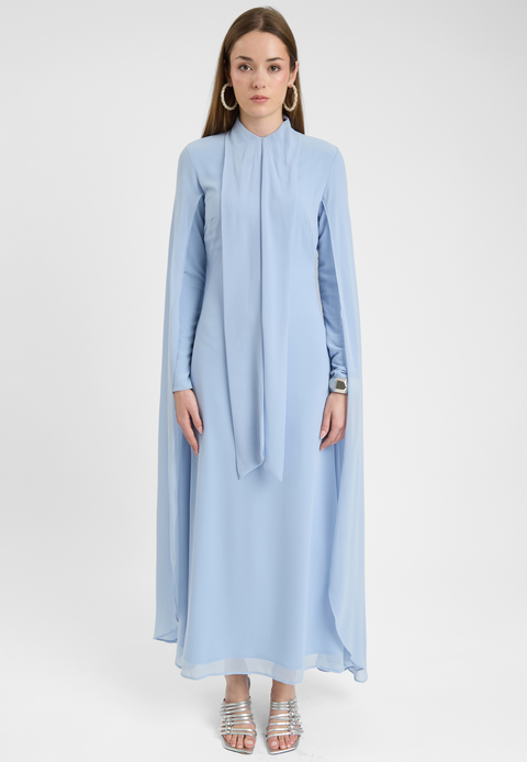 Modest Chiffon Dress Maxi With Cape Style