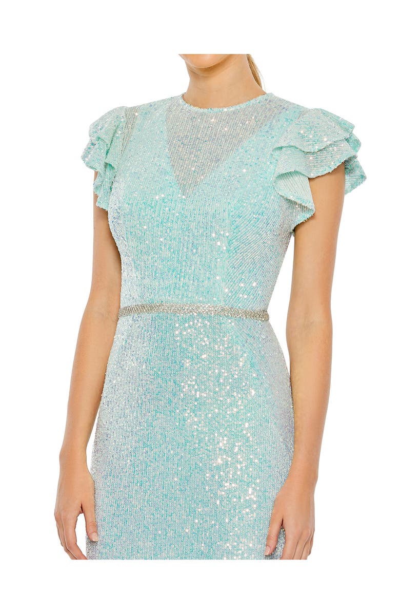 Ieena for Mac Duggal Flutter Sleeve Sequin Column Gown, Alternate, color, 