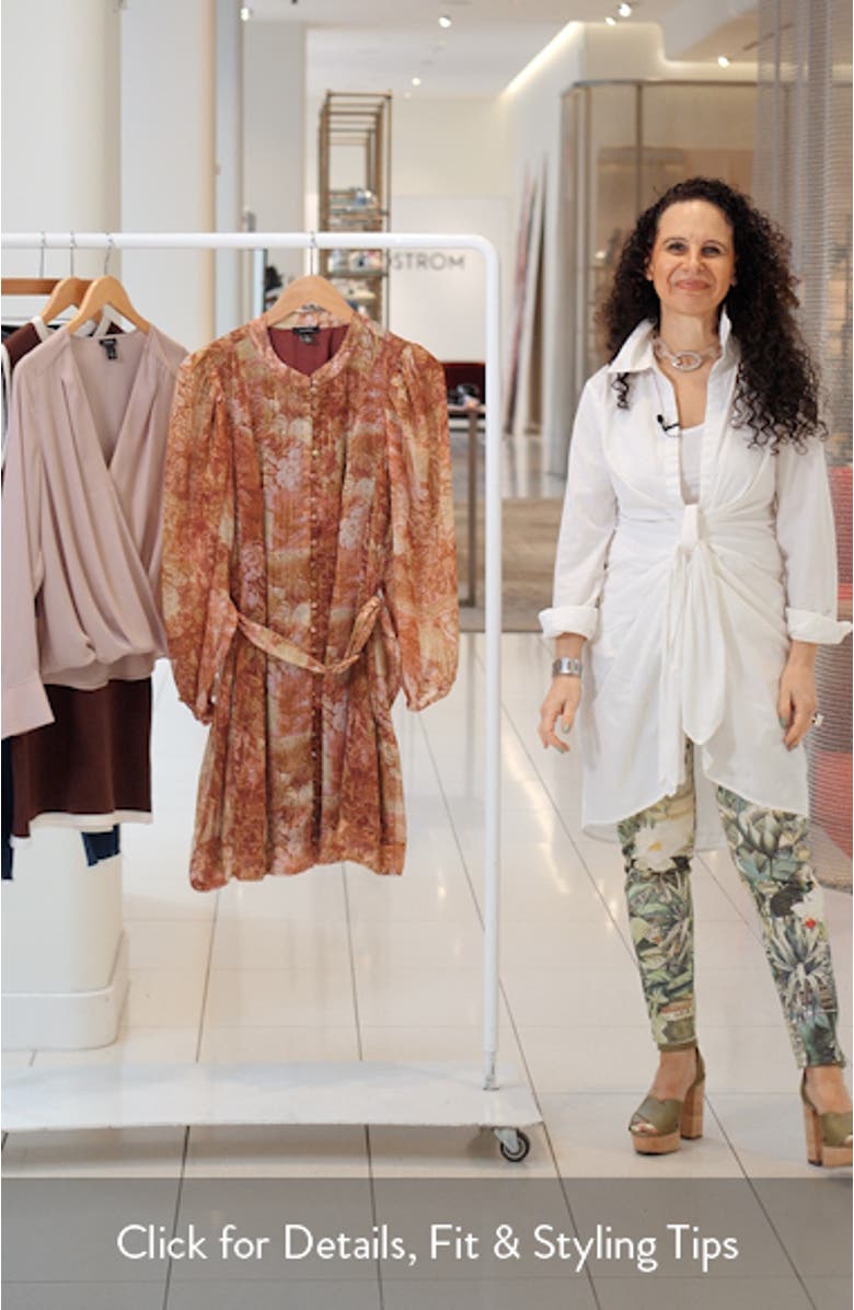 Floral Long Sleeve Belted A-Line Dress, sales video thumbnail