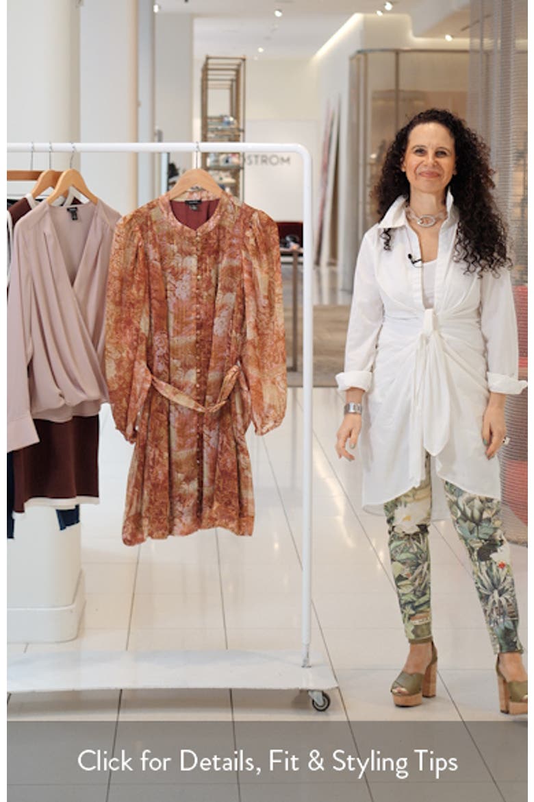 Floral Long Sleeve Belted A-Line Dress video
