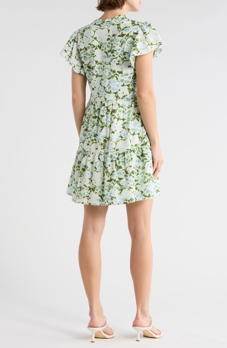 Melrose and Market Flutter Sleeve Tiered Minidress, Alternate, color, Blue- Green Flashback Floral