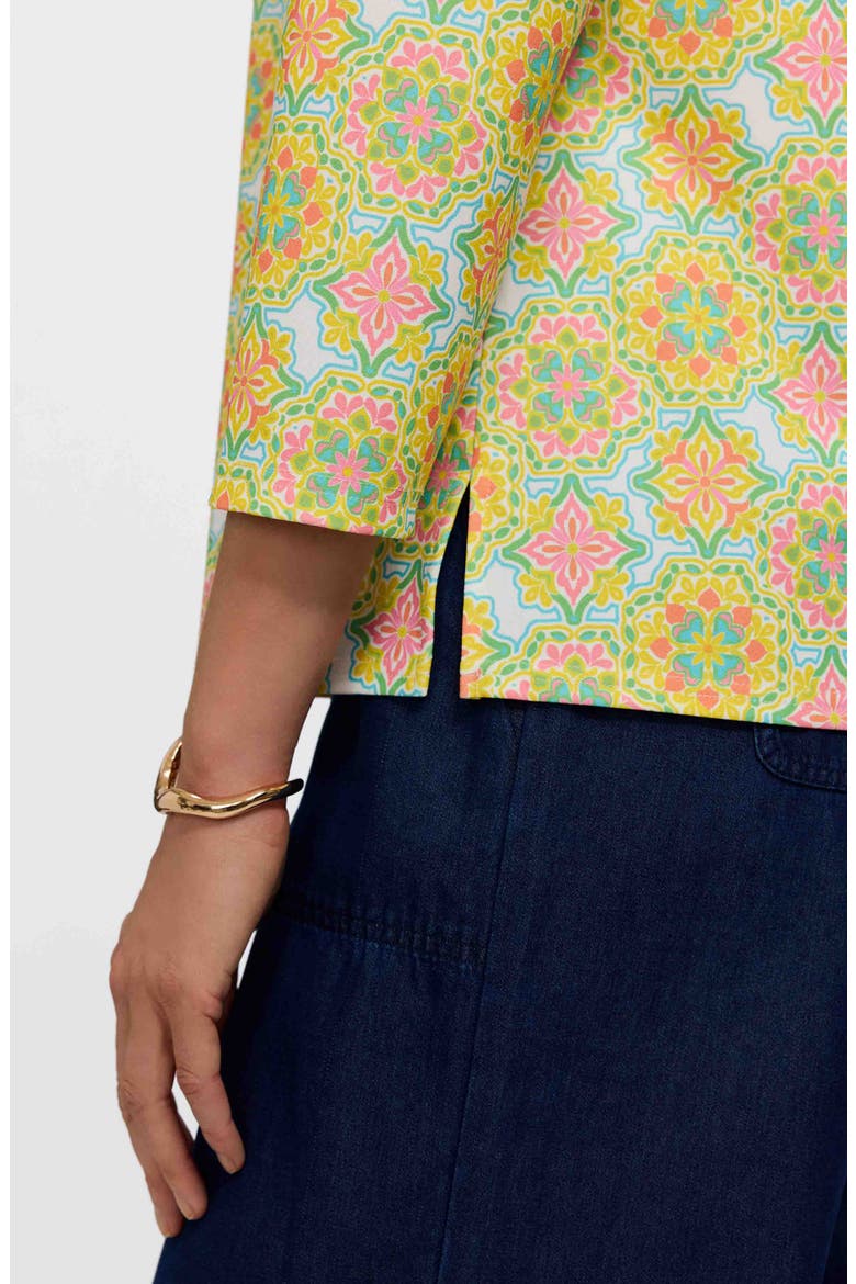 Tammy Tile Print Ruffle Collar Top, Alternate, color, MULTI