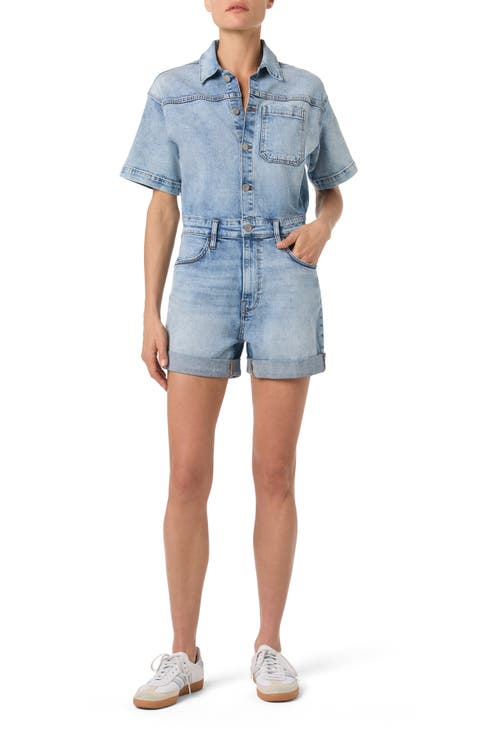 Cuffed Denim Romper