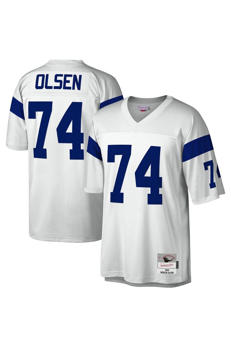 Men's Mitchell & Ness Merlin Olsen White Los Angeles Rams Legacy Replica Jersey, Alternate, color, White