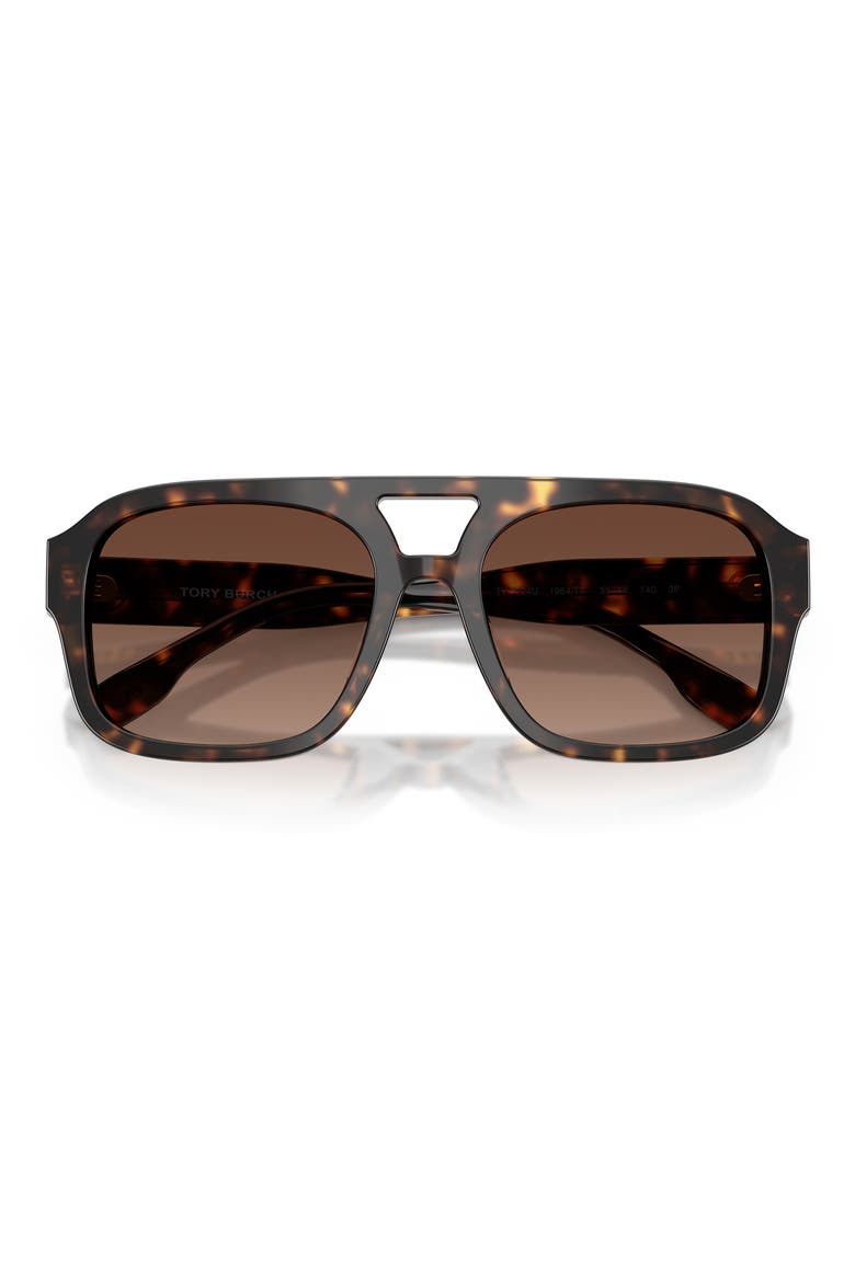 55mm Polarized Gradient Pilot Sunglasses, Alternate, color, DARK TORTOISE / POLAR LIGHT BROWN GRADIENT